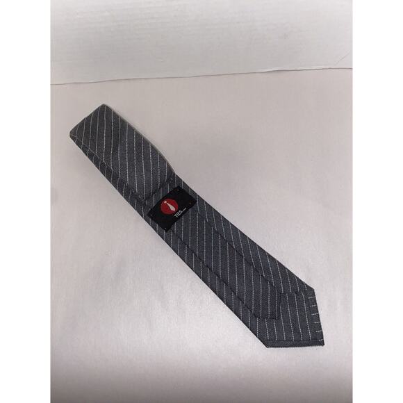 Ties.com Men Ties 100% Cotton Gray White Stripes - Picture 3 of 4